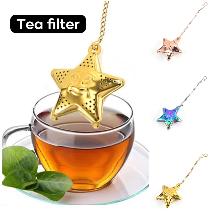 

Ситечко для заваривания чая в форме звезды, цветное ситечко для чая из нержавеющей стали, фильтр для специй, аксессуары для кухонных инструм...