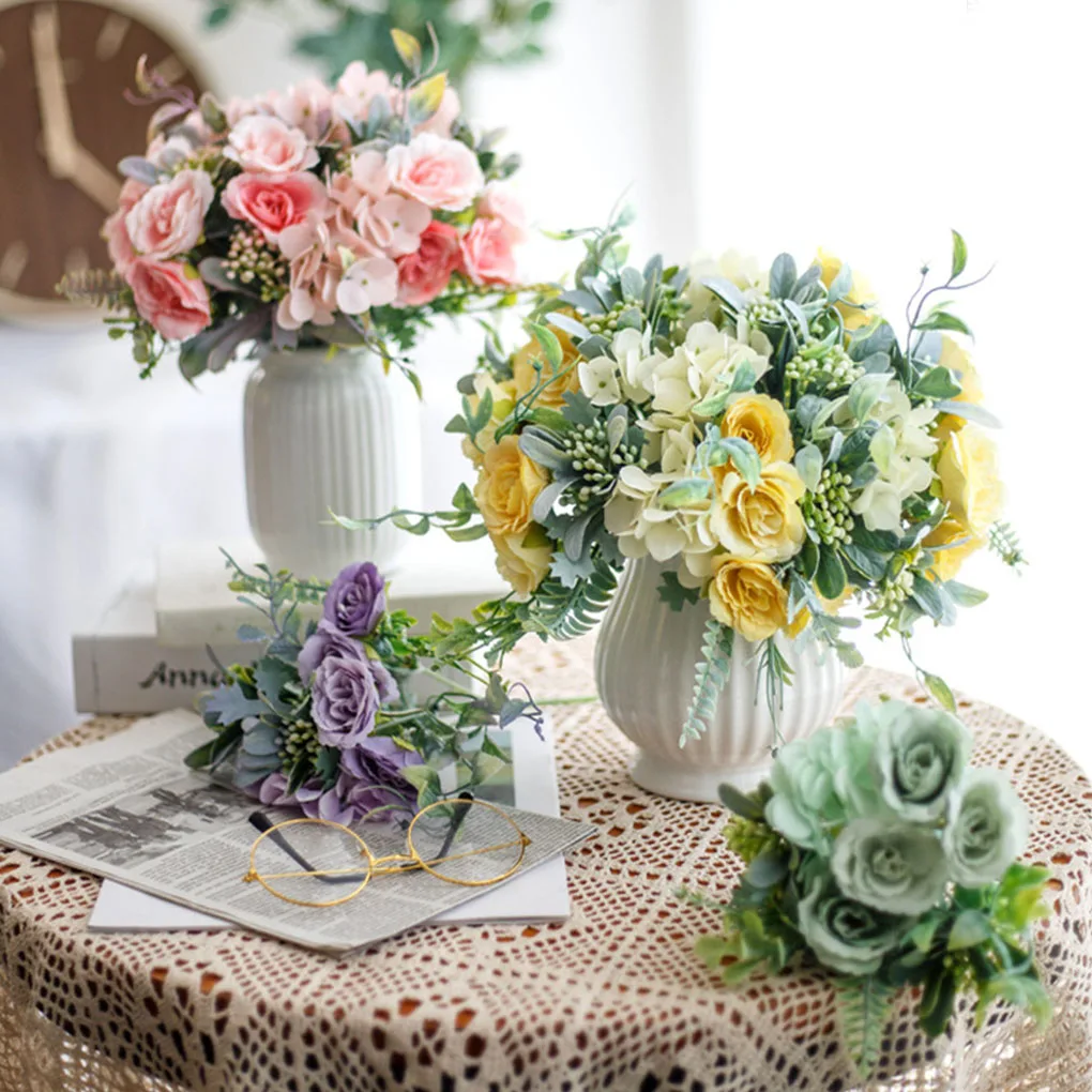 

1 Bouquet Artificial Lifelike Rose Flowers Silk Fake flores Wedding Flower DIY Home Garden Party Fake Rose Bouquet Decoration