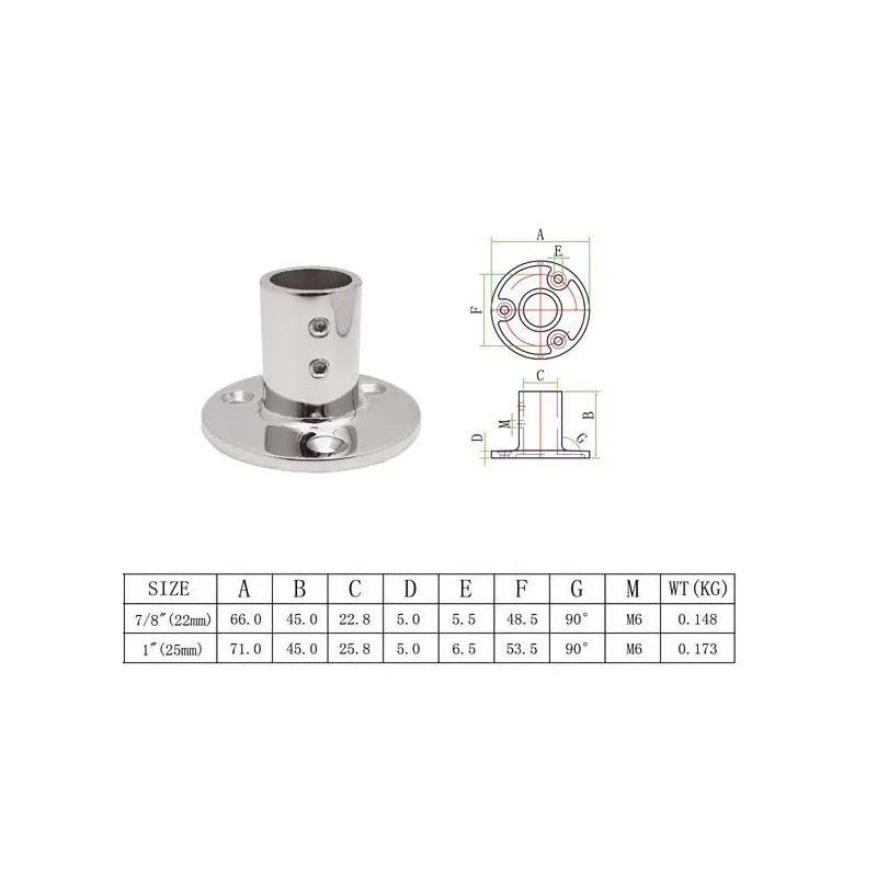 

2PCS 90 Degree 316 Stainless Steel Rail Mounting Bracket 22mm 25mm Mirror Polish Marine Boat Hardware Rail Base Mount Fitting