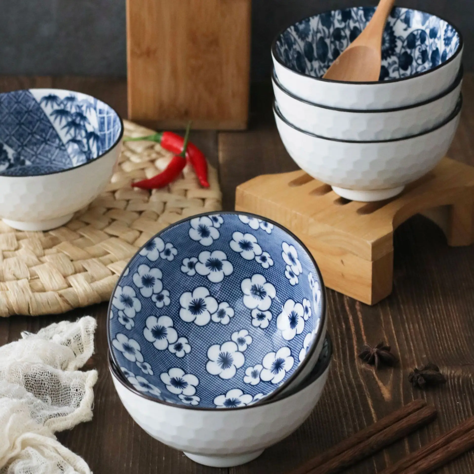 6 шт./компл. синий и белый фарфор кунг фу чайная чашка набор китайская