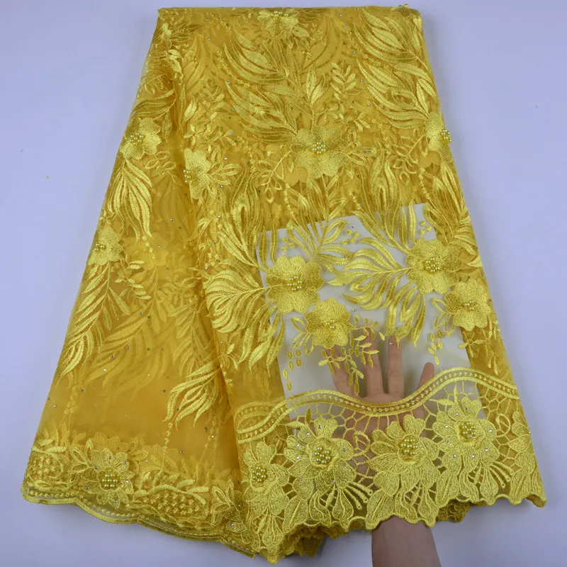 Высококачественная африканская кружевная ткань с бусинами 2019 французская
