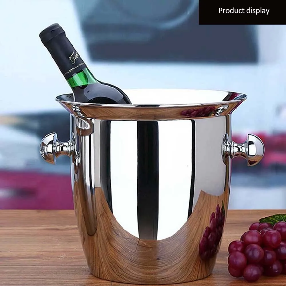 

2L/5L Stainless Steel Thicken Red Wine Ice-pail Cooler Box Thickening Champagne Bucket Ice Bucket Wine Cooler For Hotel Bar 1PC