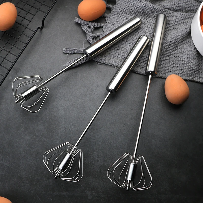 

430 Stainless Steel Hand Pressure Rotating Semi-Automatic Mixer Coffee Milk Mixing Eggbeater Handheld Mixer Kitchen Cooking Tool