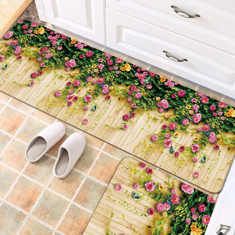 Современные цветочные коврики кухонный коврик противоскользящий ковер для