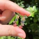 2021 изысканные красочные гибочные серьги-гвоздики с фианитами класса ААА в виде пентаграммы, модные ювелирные изделия, свадебный подарок, женская мода