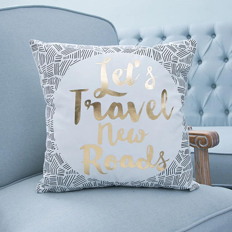 

Hight Quality Bronzing Gold Pillow Pillowcase Cotton Linen Printed