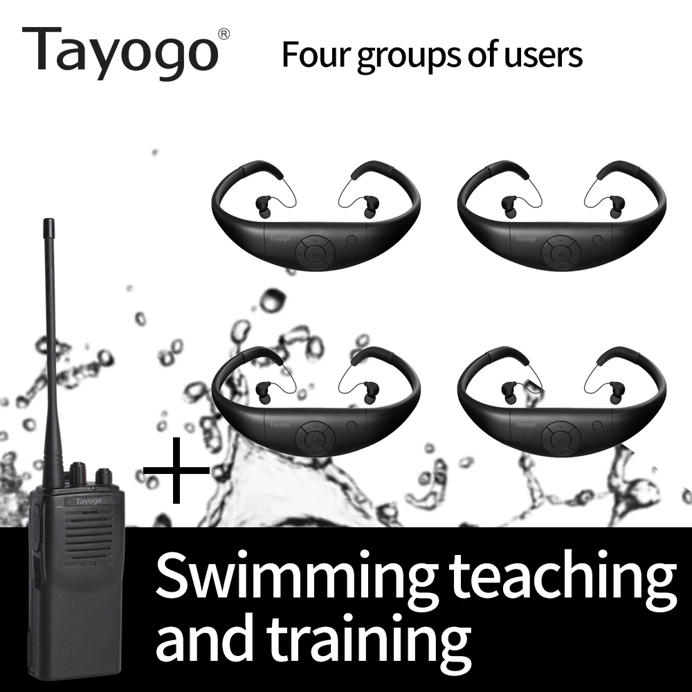 with 4FM Receiver Беспроводной передатчик Tayogo IPX8 для тренировок по плаванию с fm-приемником, водонепроницаемая, на дальние расстояния, Vioce для тренировок по плаванию - Цвет: with 4FM Receiver