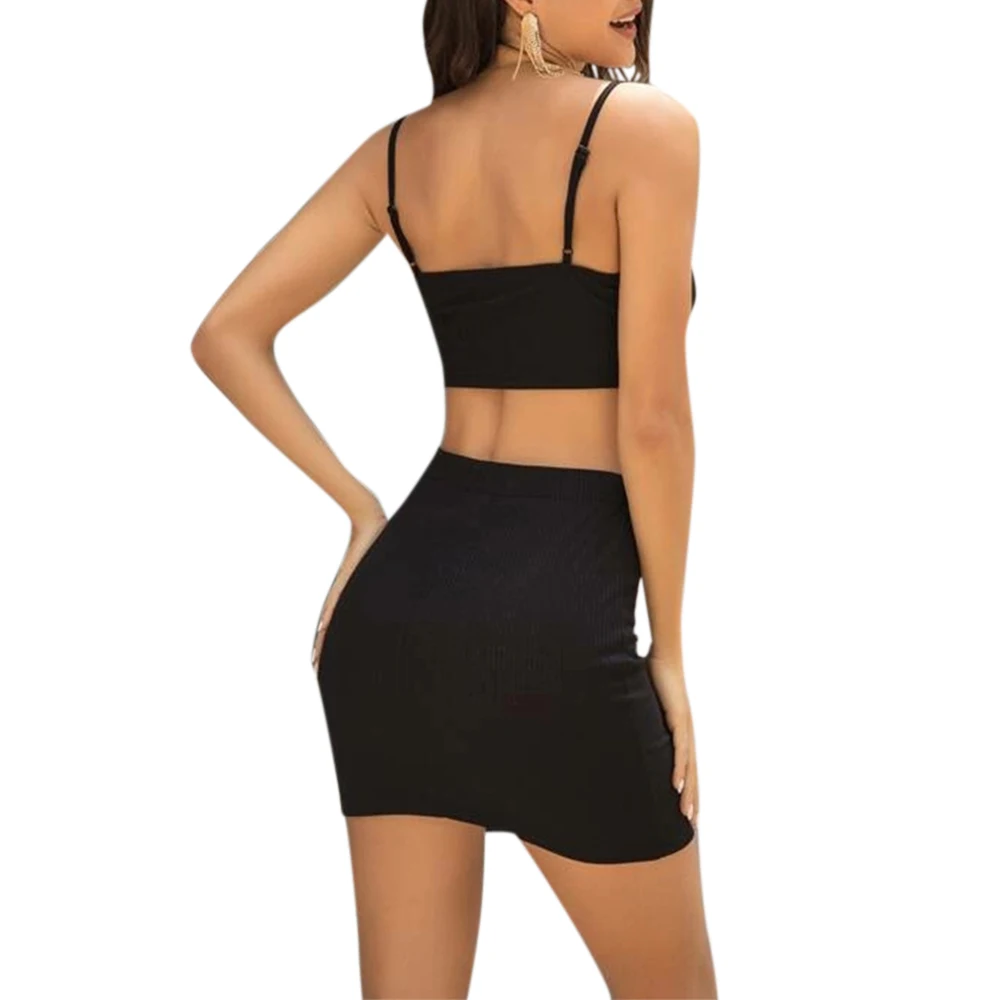 Женский комплект из топа и юбки VICABO черный сексуальный Облегающий топ на