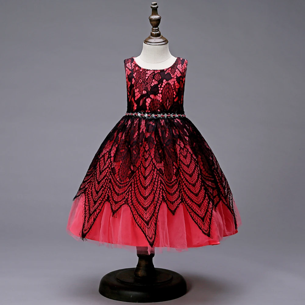 

Skyyue Flower Girl Dresses for Wedding sleeveless Lace Embroidery Ball Gown Kid's Party Communion Dress O-Neck 2019 155