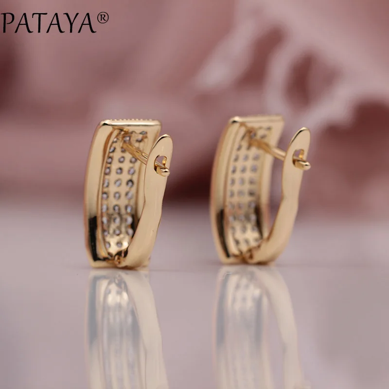 PATAYA, новинка, три ряда, натуральный циркон, висячие серьги, 585 розовое золото, женские модные ювелирные изделия, свадебные вечерние роскошные квадратные серьги