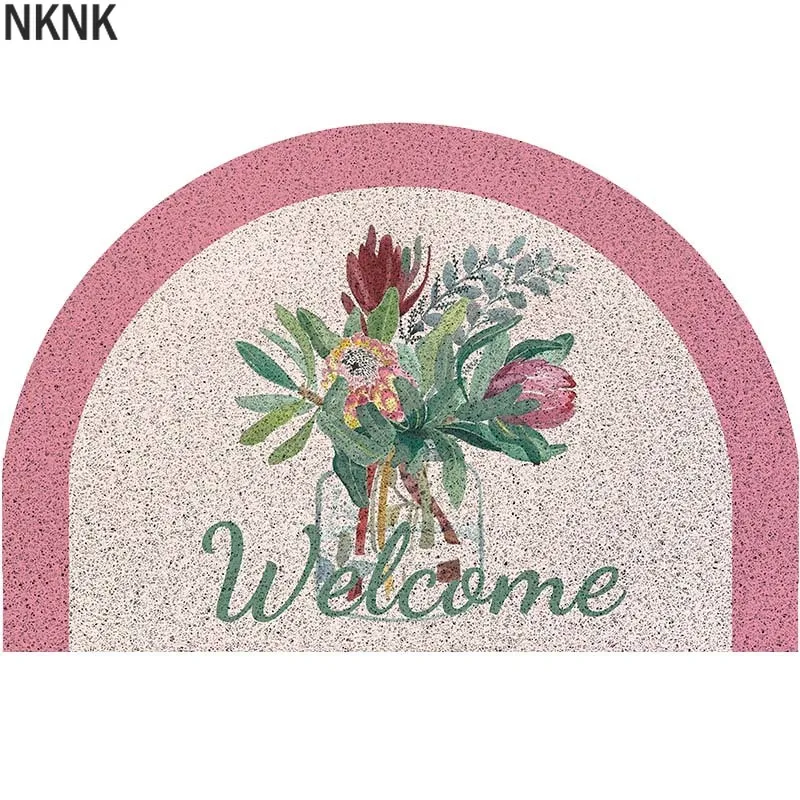 

Half-round Door Mats Outdoor Antiwear PVC Waterproof Ant-Slip Bathroom Rugs and Carpets Plant Printed Hallway Entrance Doormat
