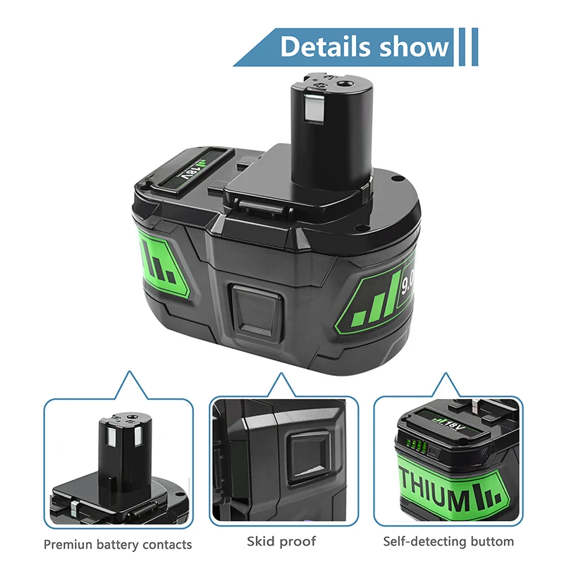 Сменный аккумулятор P108 9 0 Ач совместимый с Ryobi P102 P103 P104 P105 P107 P100 RB18L50 RB18L40