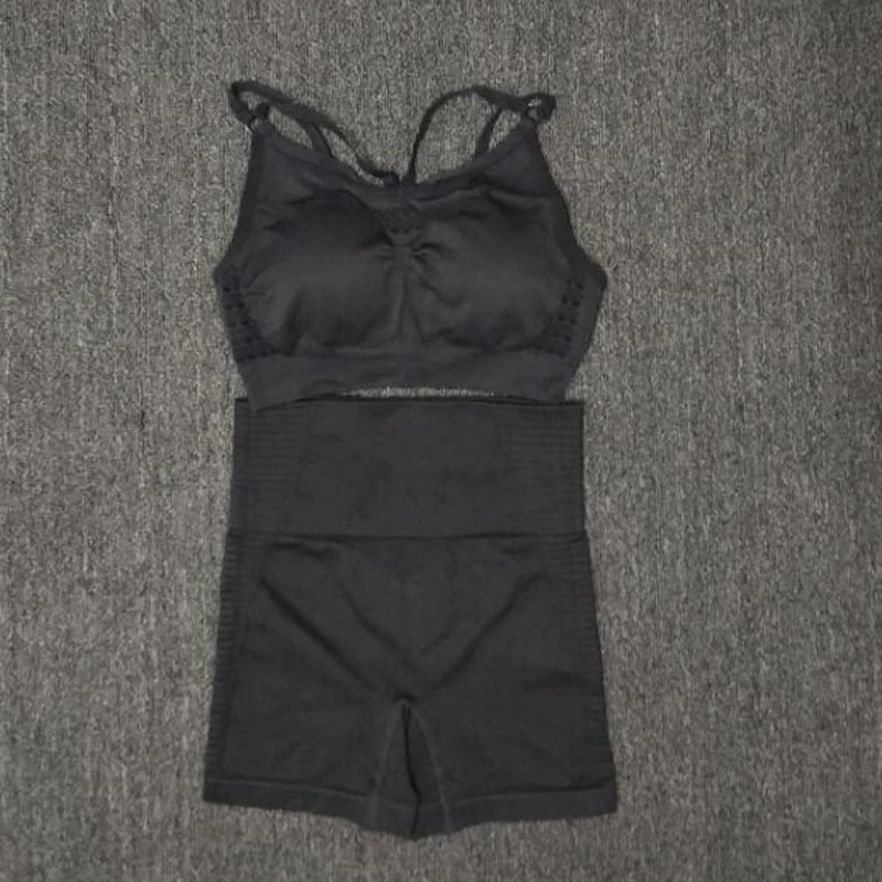 Новейший женский летний бесшовный комплект для йоги спортивные костюмы фитнеса