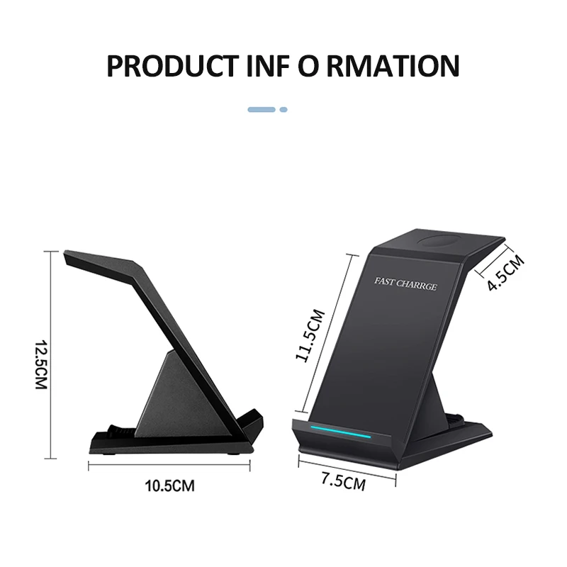 

3 in 1 Wireless Charger Stand 15W Fast Charging for iPhone 11 Pro Samsung Wireless Charger Dock for Airpods Apple Watch 5 4 3 2