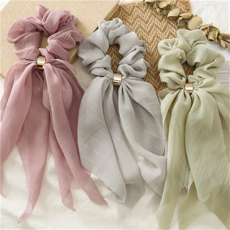 

Fashion Double Layer Bow Hair Accessories Headwear For Women 2020 Trendy Girl Solid Color Elastic Hair Bands Hair Ornament