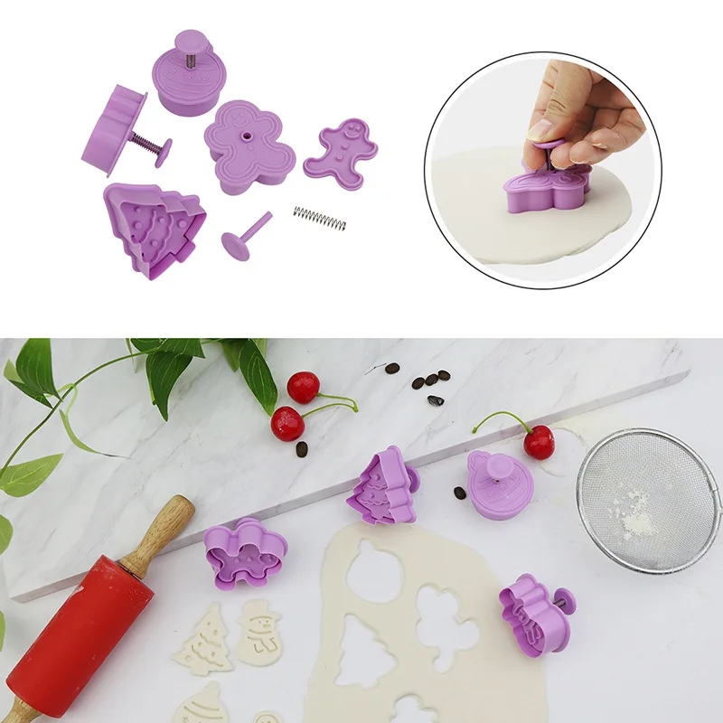 

4pcs Christmas Biscuit Mold Santa Snowman Elk 3D Cookie Plunger Cutter DIY Pastry Fondant Cake Decorating Tools for Xmas Party