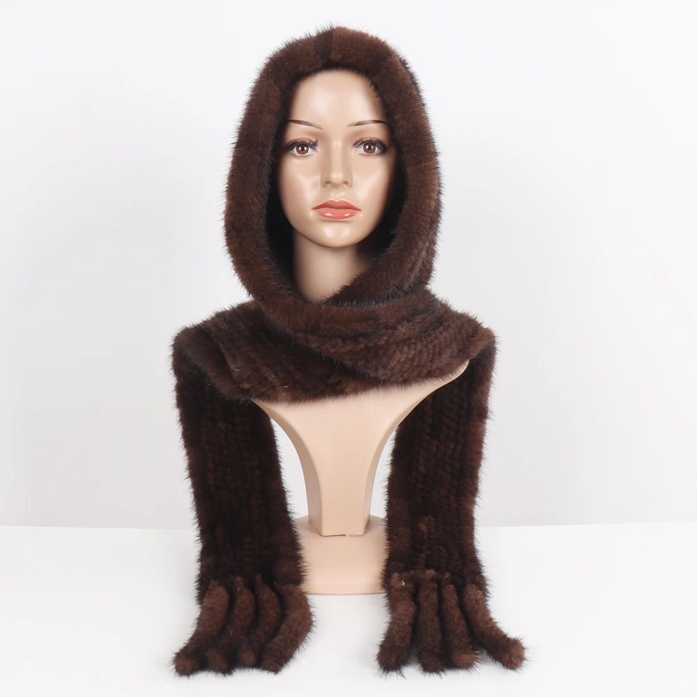 Женская теплая шапка из натурального меха норки вязаная 2021 зимняя шапка-шарф 100% |