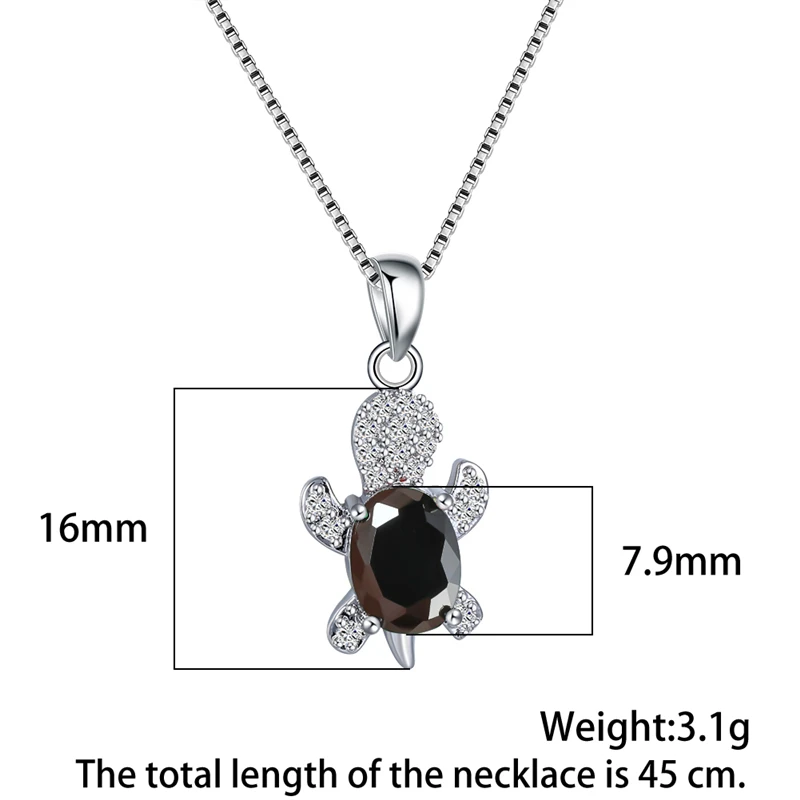 

Boho Female Black Crystal Pendant Necklace Dainty Silver Color Chain Necklaces For Women Cute Tortoise Zircon Wedding Necklace