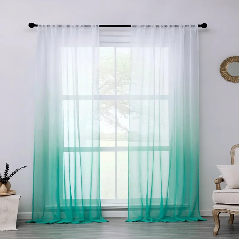 

Yaapeet 1pc Modern Gradient Window Curtains for Living Room Blackout Sheer Curtains Polyester Semi-shading Window Drapes