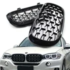 Передняя решетка для BMW X5 F15 F85 2014 2015 2016, АБС-пластик, хром, черный алмаз, метеоритный стиль, гриль