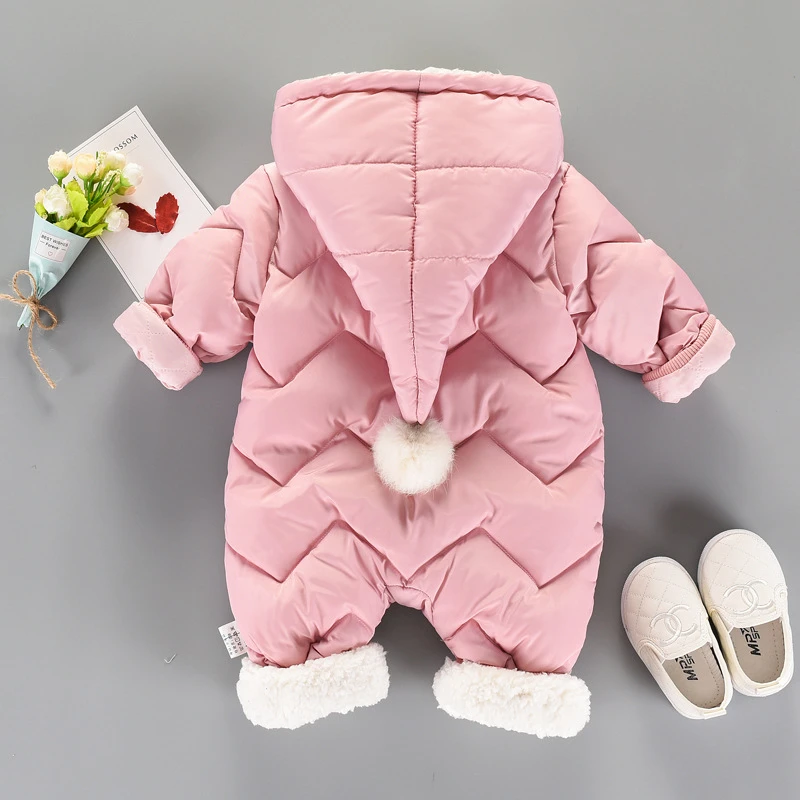 Зимние теплые комбинезоны Детский костюм одежда для новорожденных комбинезон