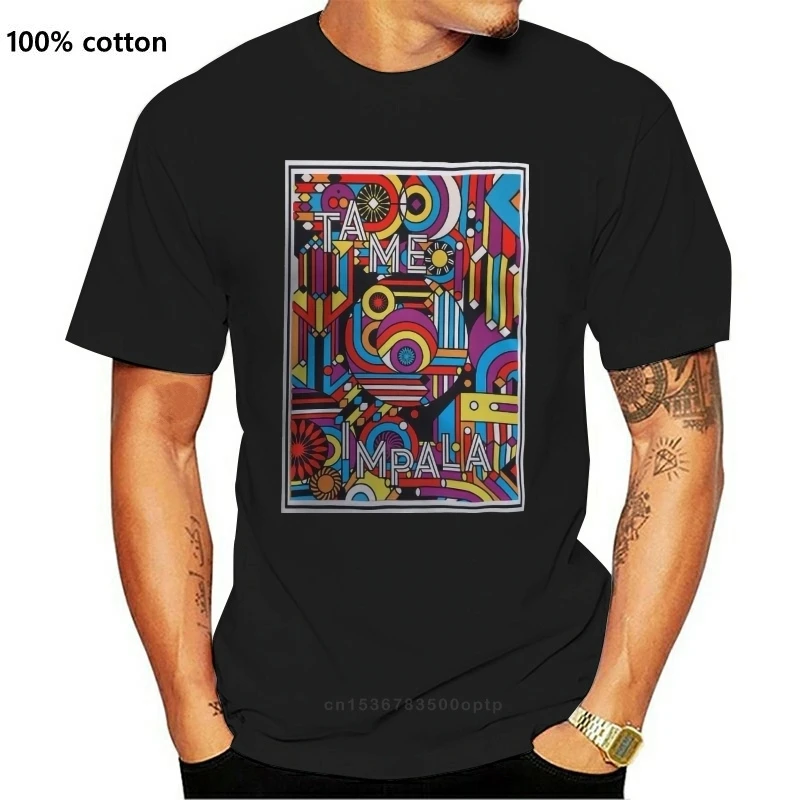

Men t shirt Quality Printing Short Crew Neck New Popular Tame Impala band Black Shirts t-shirt women