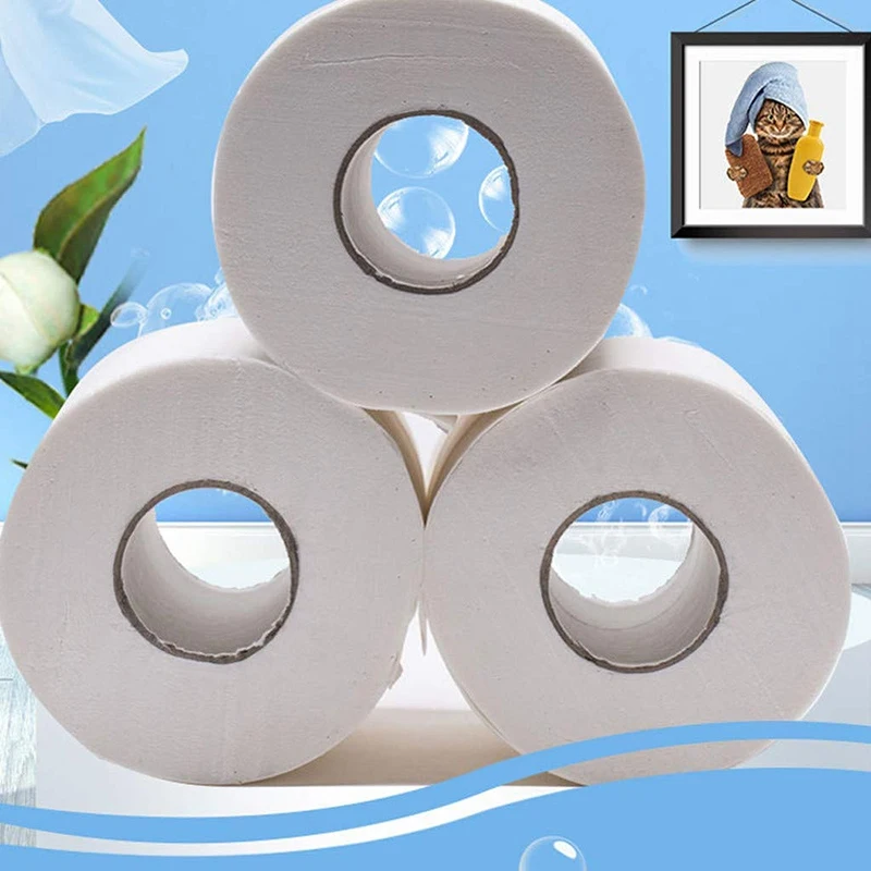 

White Toilet Paper Toilet Roll Tissue Roll Pack of 30 3Ply Paper Towels Tissue,Hollow Replacement Roll Paper Print Interesting T