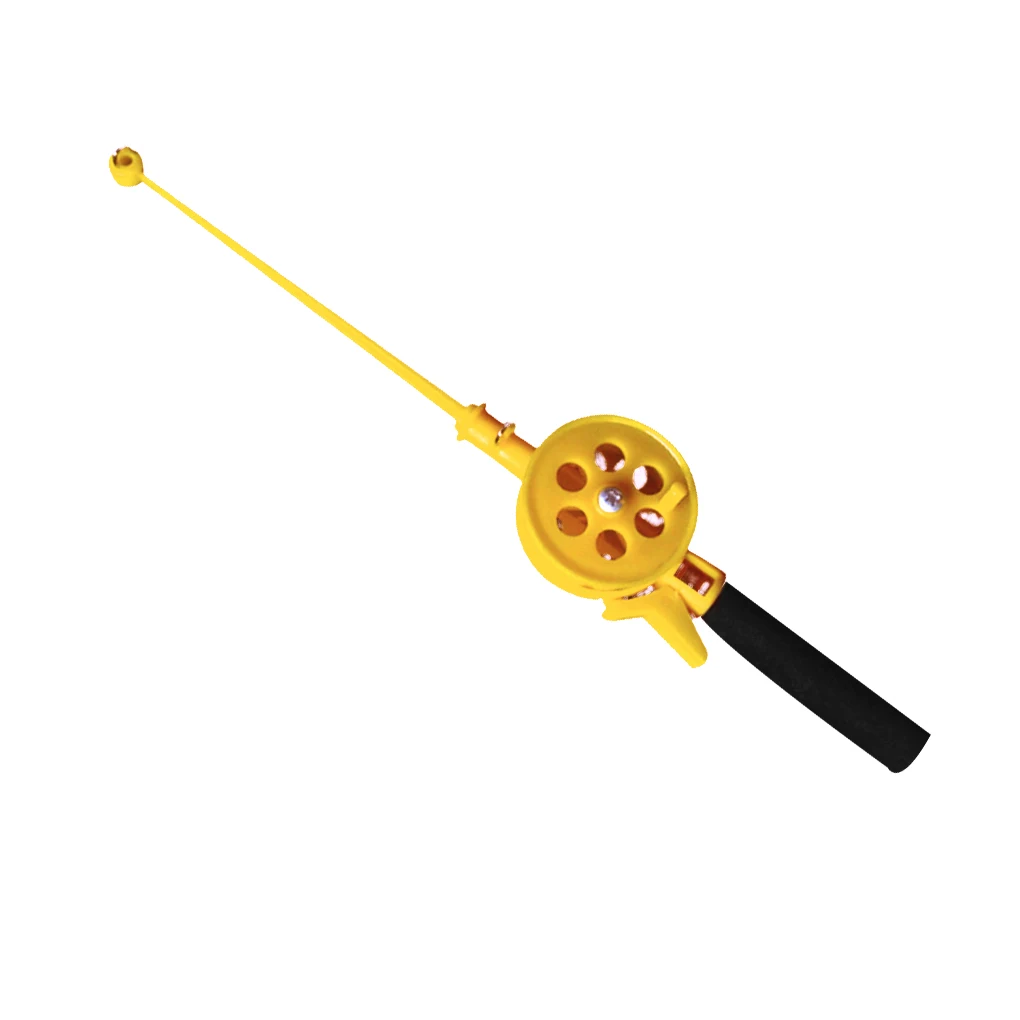 33cm Mini Ice Fishing Rod Yellow Plastic Beginner Children Lake Pond River Fishing Reel Pole Winter Outdoor Fishing Rod