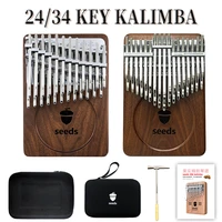 double layer kalimba 2434 key thumb piano calimba mbira black walnut keyboard musical instrument professional gift