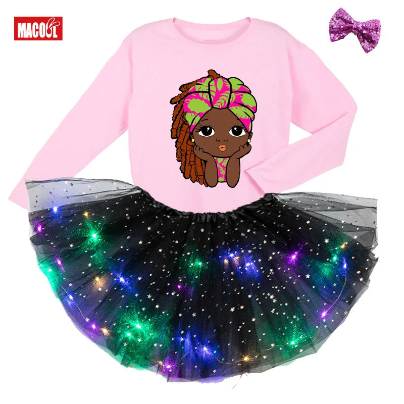 Платье для девочек 2021 летнее платье принцессы черная футболка с длинным рукавом