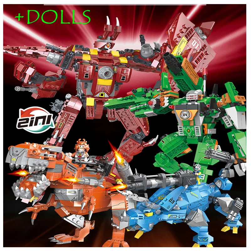 

Dinosaur Series Tyrannosaurus Stegosaurus Dinosaur Transforming Robot Small Granular Building Bricks Children's Birthday Gifts