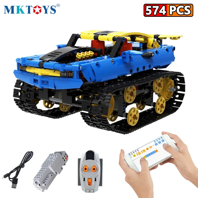 

572pcs RC Racing Car Off-Road Electric Building Blocks Technical APP Remote Control Tank Military Bricks Toy For Kids
