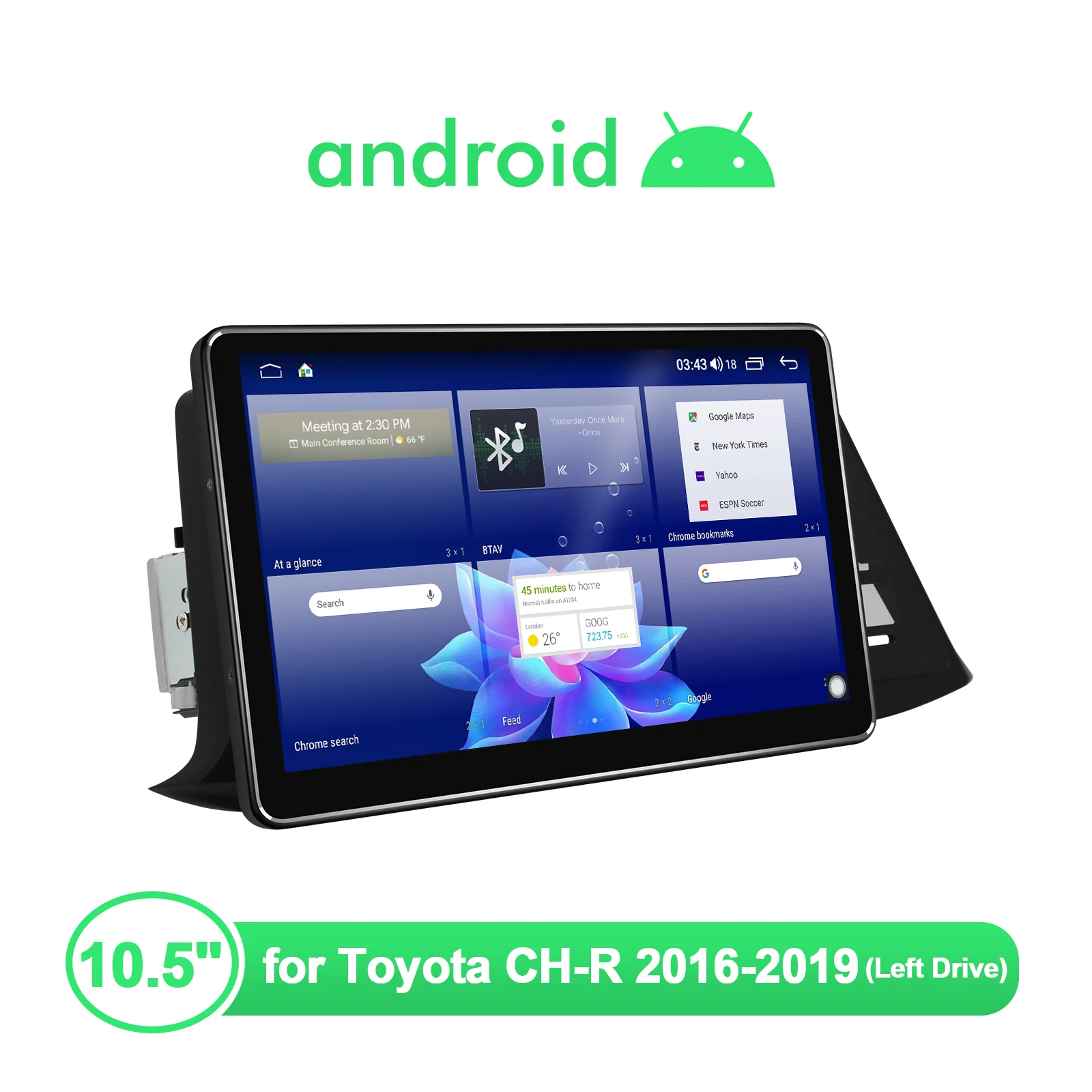 저렴한 Joying 1 Din 10.5 인치 자동차 스테레오 중앙 멀티미디어 안드로이드 10 자동 라디오 무선 Carplay 도요타 CH-R 2016-2019 (왼쪽 드라이브