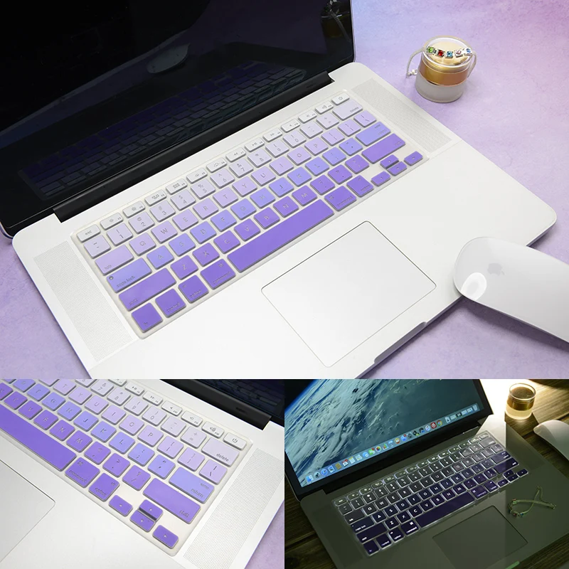 us purple Силиконовый чехол для клавиатуры для ноутбука США для MacBook Air retina Pro 13 15 17 дюйм чехол для клавиатуры наклейка клавиатуры A1369 A1466 A1502 - Цвет: us purple
