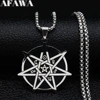 2022 fashion seven pointed star witchcraft stainless steel necklaces women statement necklace jewelry cadenas mujer n550s02
