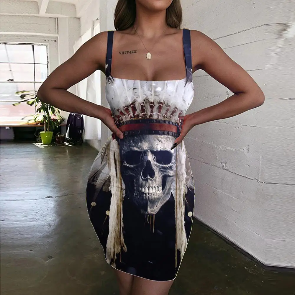 Женский сарафан в стиле панк с 3D-принтом без рукавов | Женская одежда