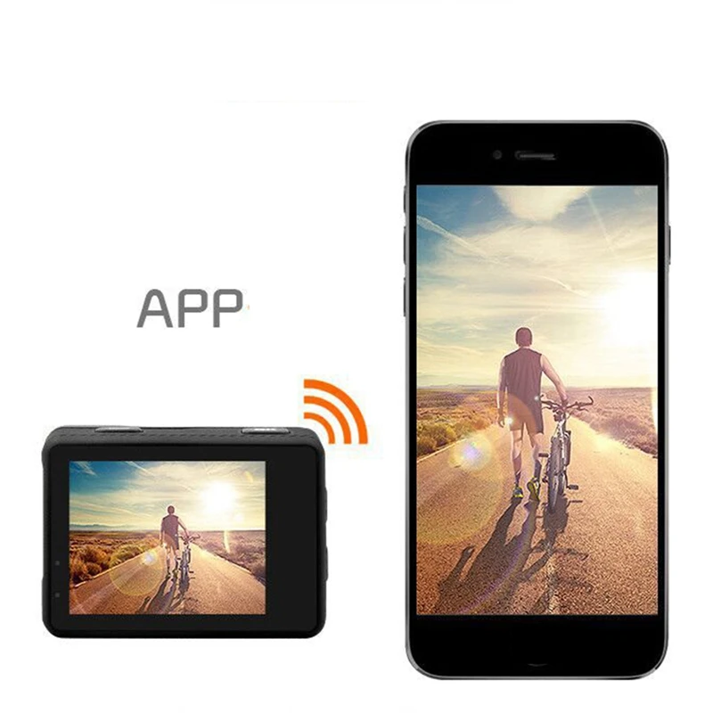 Скидка Экшн-камера с двойным экраном 4K HD, Wi-Fi, водонепроницаемая, с углом обзора