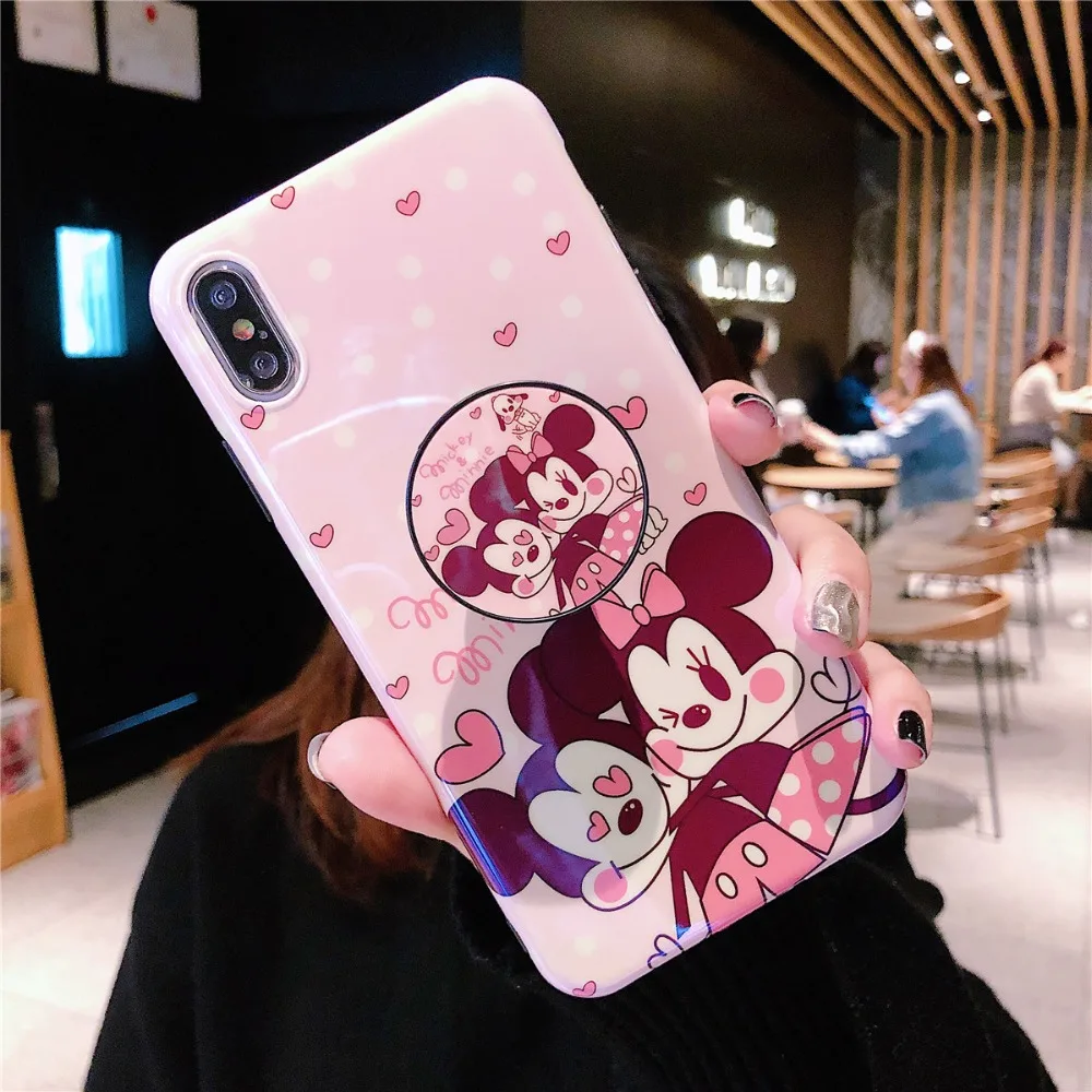 Для iPhone 11 Pro MAX забавные мультяшные милые очаровательные девчачьи мышь утка кронштейн Blue Ray IMD чехол для iPhone XR XS MAX X 6 6S 7 8 Plus