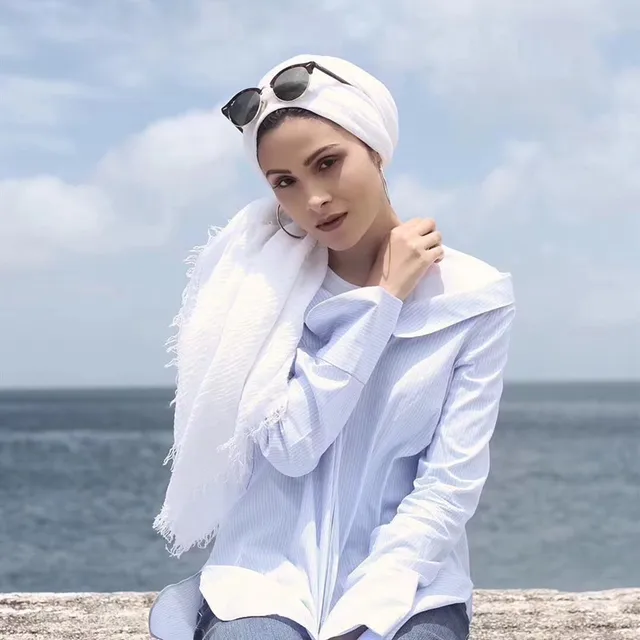 180X95CM Women Classic Muslim Crinkle Hijab Scarf Soft Cotton Head Scarves Turban Shawls Wraps Islamic Headband Femme Musulman 2