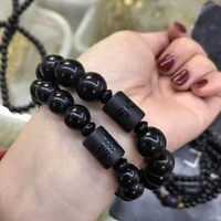 ethnic religion women men heath bracelets anti swelling black obsidian energy stone magnet bracelets frosted beaded bracelets