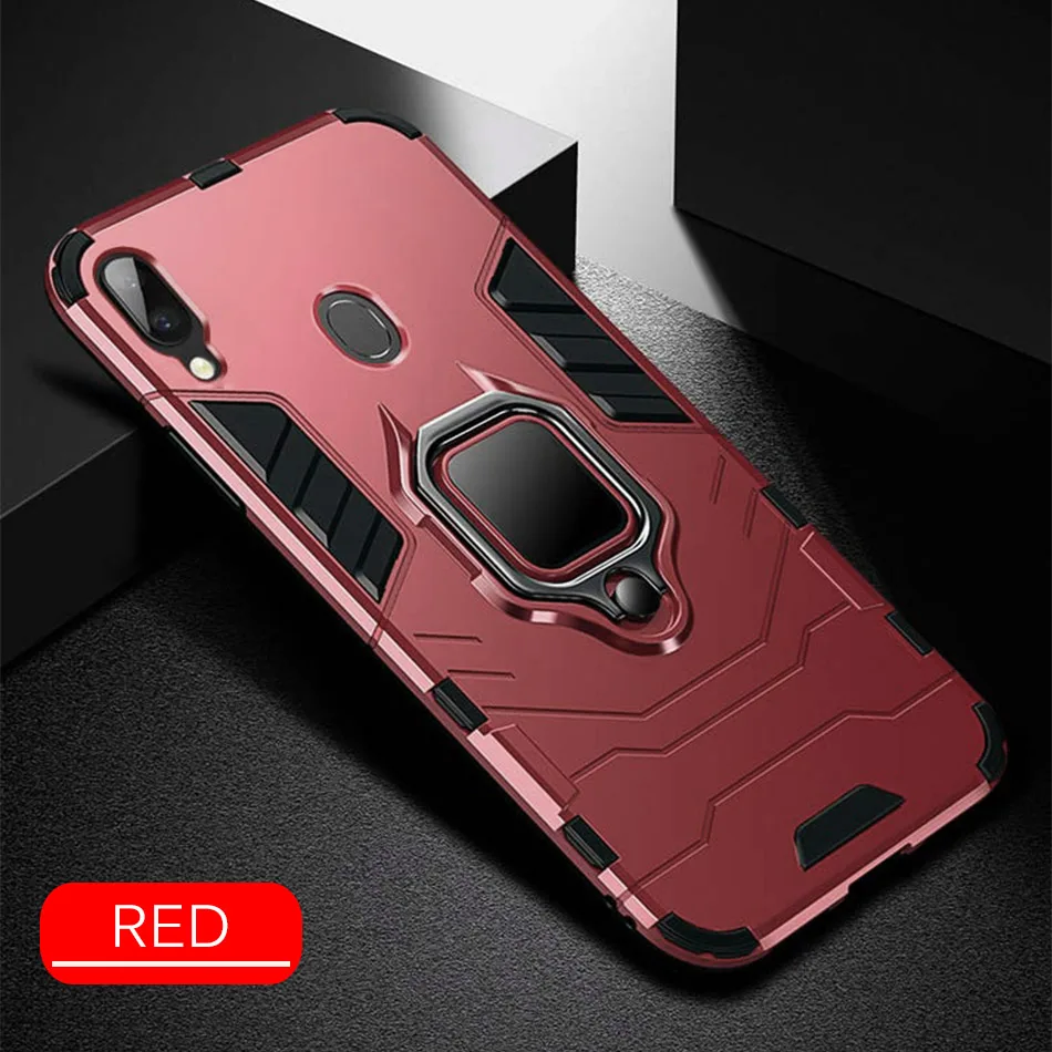 Red Роскошный чехол-Броня из металла магнитными кольцо чехол для телефона для samsung Galaxy A70 A50 A10 A20 A30 A40 A60 M20 M30 Противоударная Силиконовая задняя крышка-Чехол - Цвет: Red