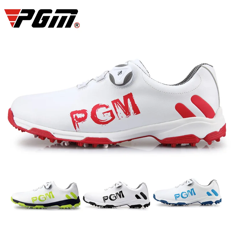 PGM Men's Golf Shoes Leather Waterproof Golf Shoes For Men Spikes Slip Resistant Breathable Sports Sneakers