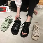 Босоножки женские с открытым носком, мягкие сандалии на плоской подошве, повседневные туфли для отпуска, цвет белыйзеленый, лето 2021