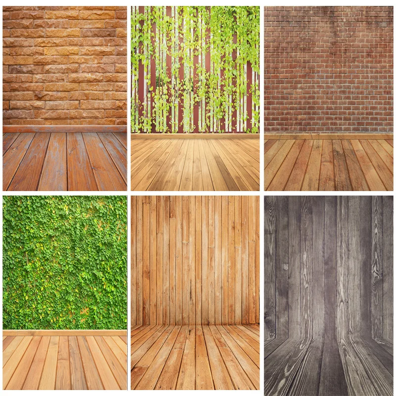 

SHENGYONGBAO Wood Board Texture Photography Background Wooden Planks Floor Baby Shower Photo Backdrops Studio Props 210307TZA-03
