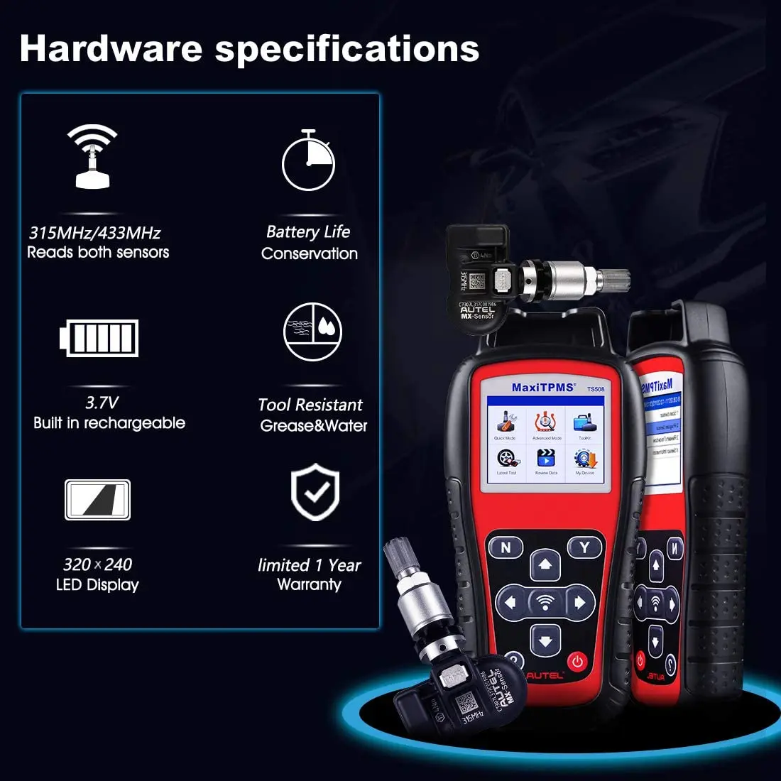 Autel MaxiTPMS TS508K TPMS диагностический инструмент с 8 шт. 2 в 1 MX датчики автомобильный