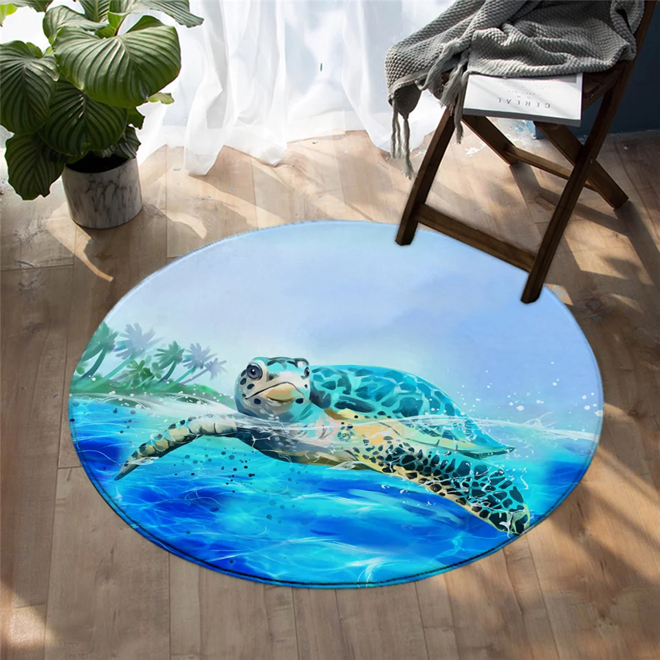 BeddingOutlet Sea Turtle Large Carpets for Living Room Watercolor Blue Soft Floor Mat Marine Animal Tortoise Area Rug 122x183cm | Дом и сад