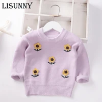 lolita style girls sweater 2021 autumn winter baby jumper children sweaters toddler pullover kids knitted clothes 1 5y floral