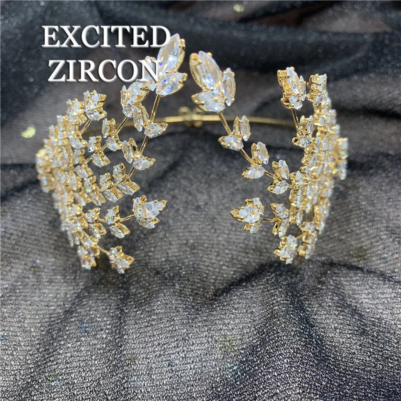 

Fashion woman gold hollow flower zircon headband headband wedding bride exquisite headdress girl princess party jewelry