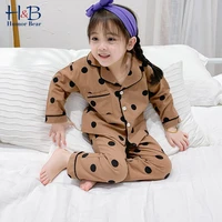 humor bear 2020 autumn children pajamas 2pcs set polka dot printed long sleeve shirtspants toddler kids cotton home wear