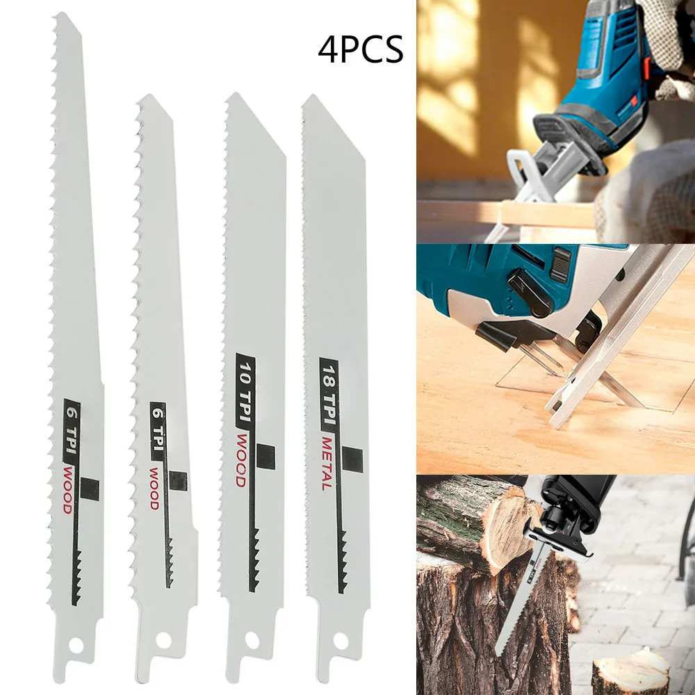 

4Pcs Jig Saw Blades Saw Blades Hand Saw Saber Saw Blade for Wood Metal PVC Tube Reciprocating Saw Power Tools Accessories